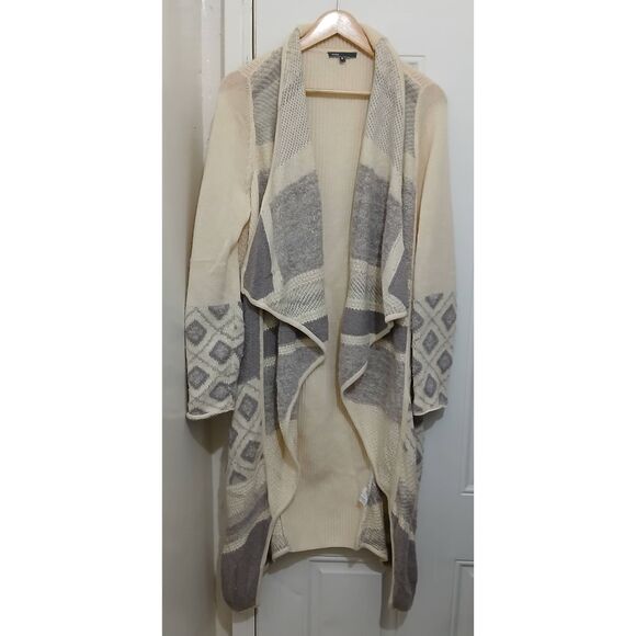 Vince womens medium long alpaca wool soft cardigan sweater cream waterfall - Picture 1 of 7